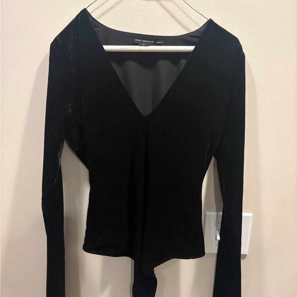 Good American velvet V-Neck Body suit